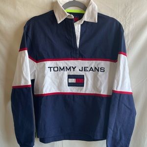 Tommy Jeans Navy Blue Colorblock Rugby Shirt